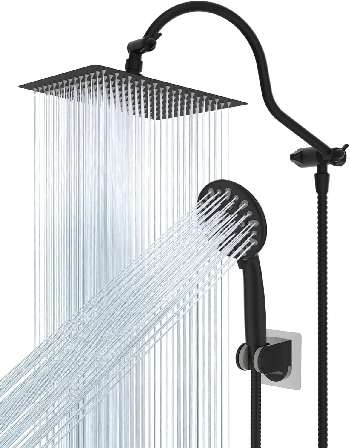 Adjustable 12'' Rainfall Shower Head with Handheld Boost & 7-Spray Settings