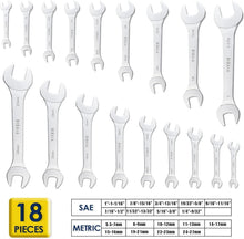 Load image into Gallery viewer, Professional 18-Piece Metric &amp; SAE Wrench Collection - Polished Chrome Finish