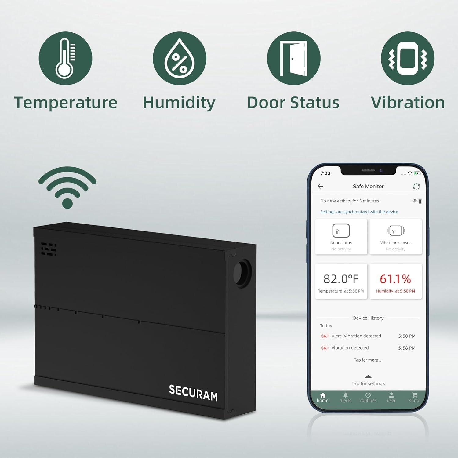 Battery Powered Gun Safe Monitor: Alerts for Humidity, Temperature & Vibration