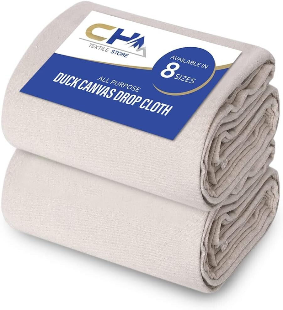9' x 12' Canvas Drop Cloth Pack of 2 - Heavy-Duty Protection for DIY Projects