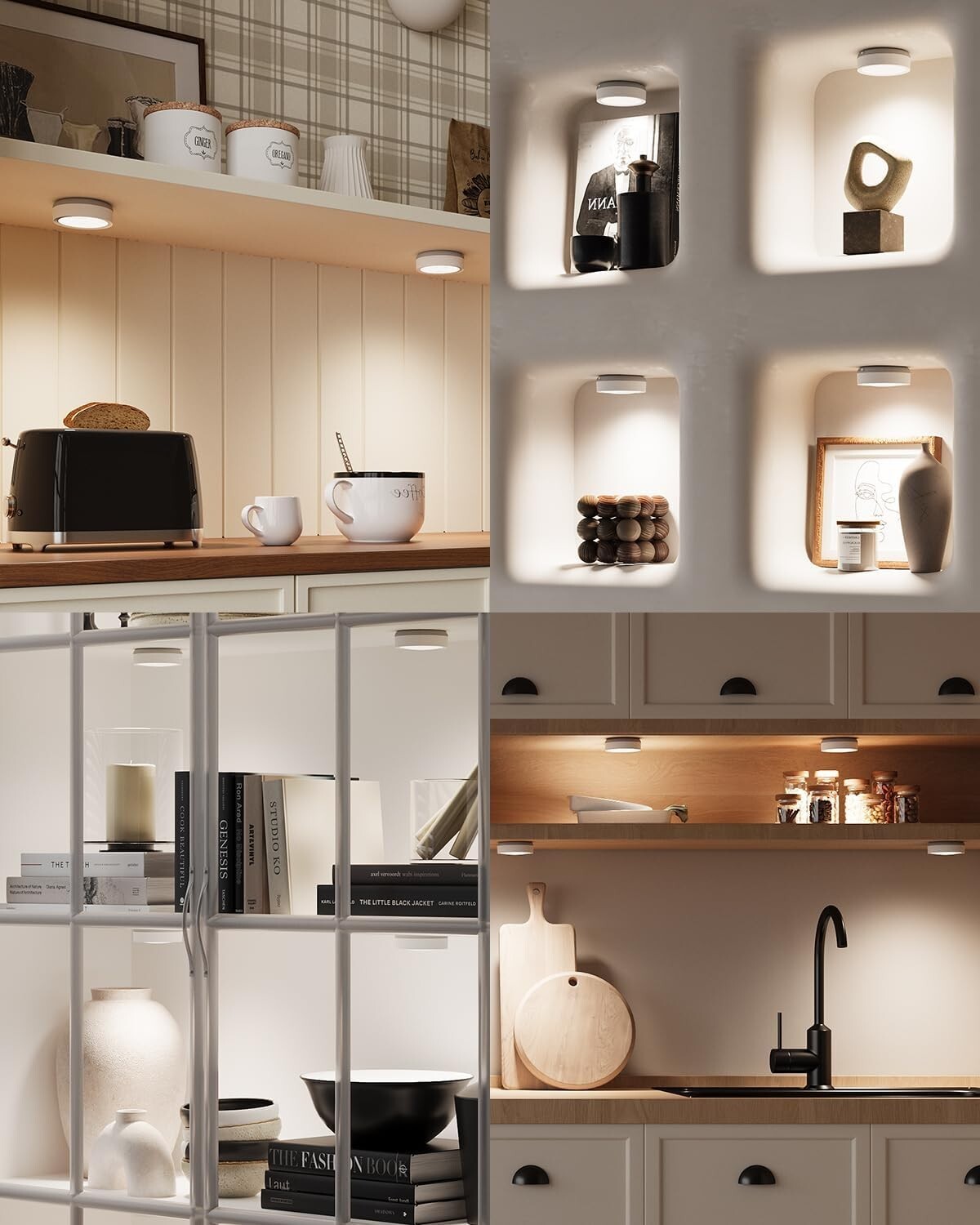 Energy-Efficient Remote-Controlled Puck Lights - USB Rechargeable & Easy Install