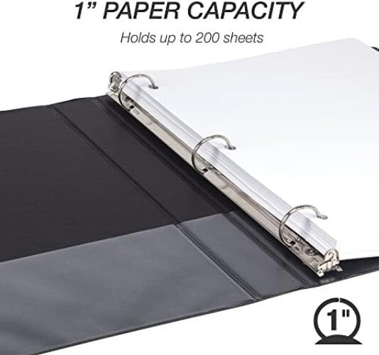 Professional 1 Inch Round Ring Binders - 12 Pack with Customizable Clear Covers