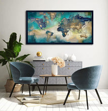 Load image into Gallery viewer, Large 29x58 Framed World Map Canvas Art - Stylish Wall Decor for Living Spaces