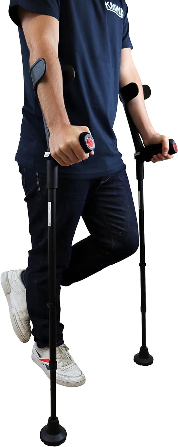 Pack of 2 Durable Aluminum Forearm Crutches - Adjustable Height & Non-Slip Tips