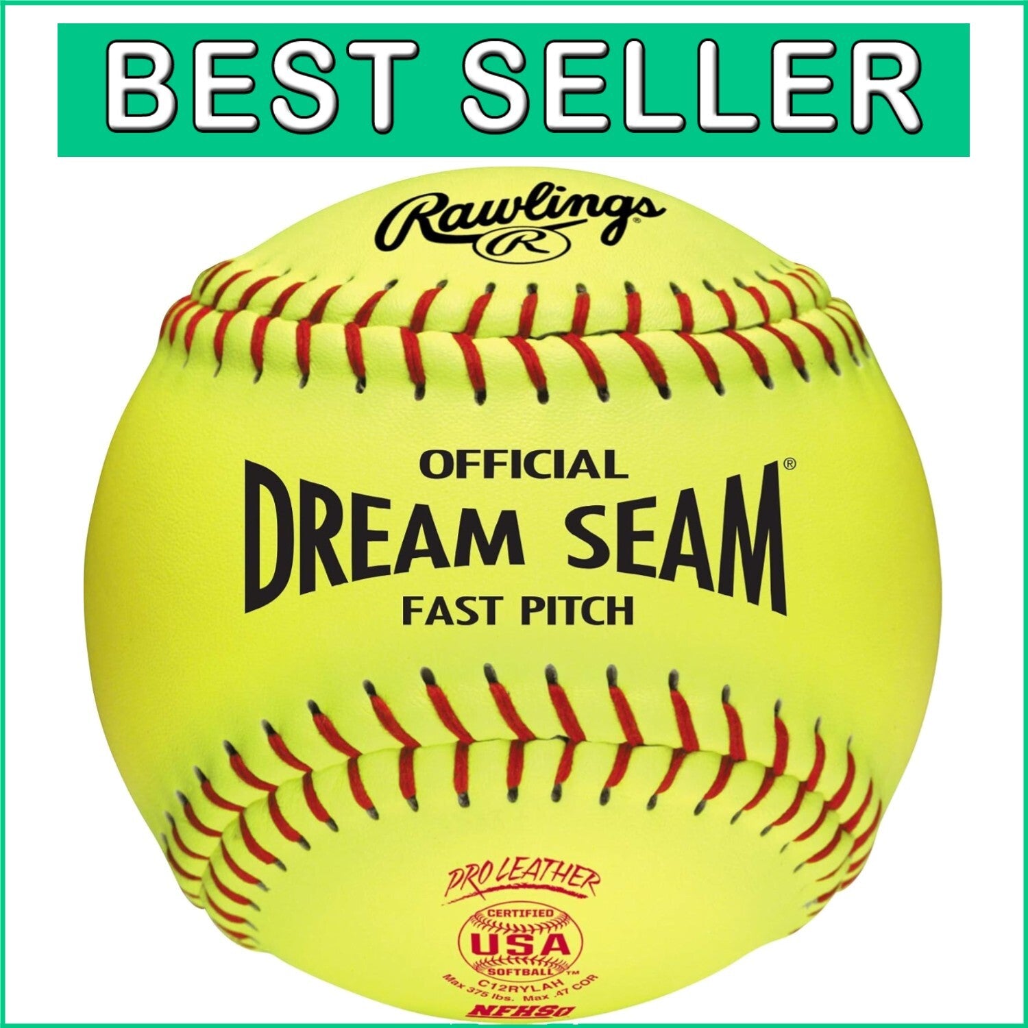 Durable Leather 12" Fastpitch Softballs with Raised Seams - Youth & High School