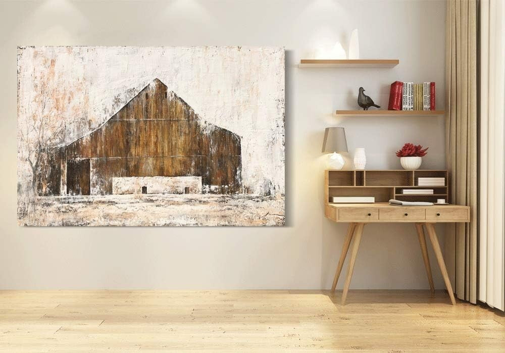Beautiful 28x20 Rustic Barn Canvas Wall Art - Ready to Hang Farmhouse Charm