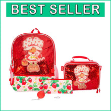 Load image into Gallery viewer, Colorful Strawberry Shortcake Backpack with Mesh Pockets &amp; Sequins, 5-Piece Set
