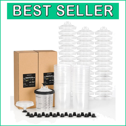 Disposable Paint Spray Cup Kit - 22 Oz with 125-micron Filters for Smooth Finish
