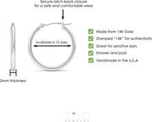 Load image into Gallery viewer, Chic 14k White Gold Round Hoop Earrings - 35mm Lightweight Style for Everyday