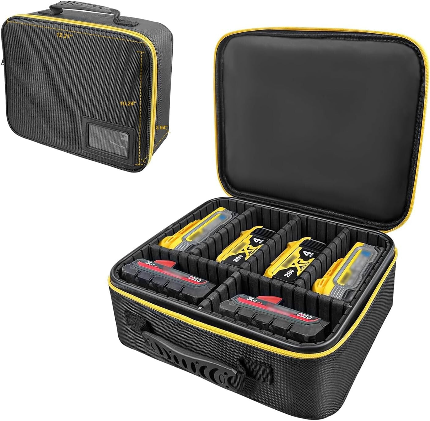 Durable Portable Battery Organizer with Customizable Interior for Power Tools