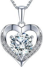 Load image into Gallery viewer, Eternity Moissanite Heart Necklace - Sterling Silver 'I LOVE YOU' Pendant Gift