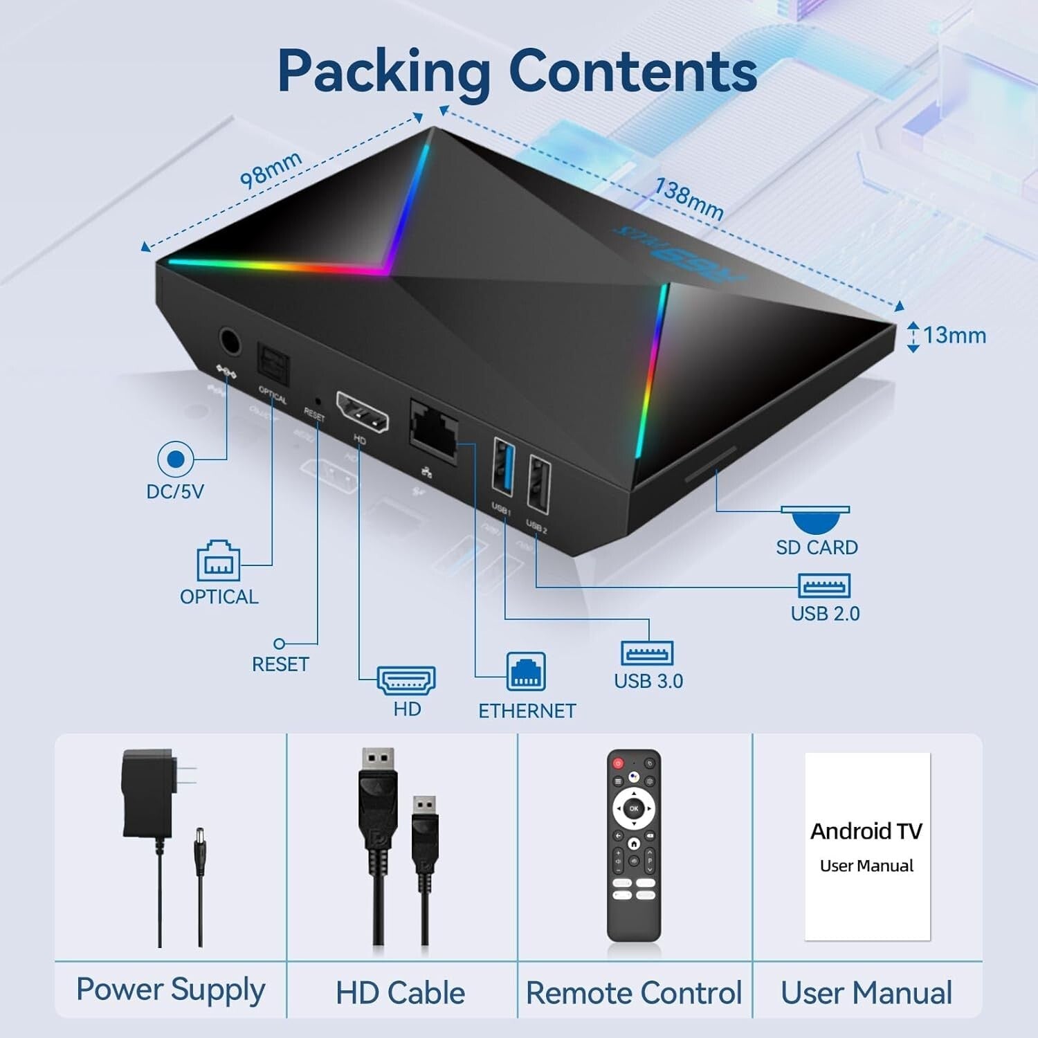 Allwinner H728 Octa-Core 4GB RAM Android 14 TV Box with WIFI6 Connectivity