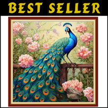 Load image into Gallery viewer, All-in-One Stamped Cross Stitch Kit - Auspicious Peacock 18x18 for Beginners