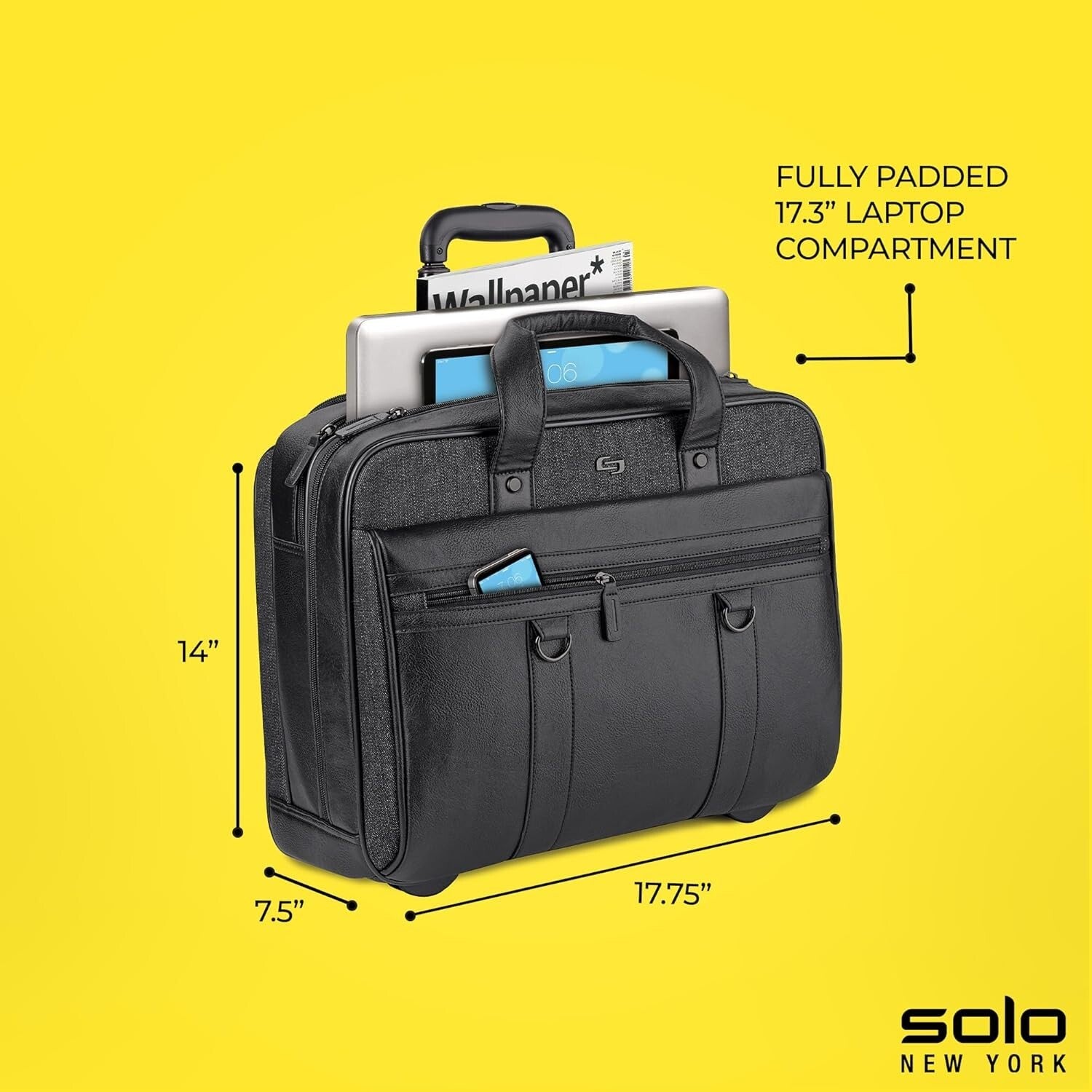 Stylish Rolling Laptop Case with Push-Button Handle - Perfect for Work & Travel