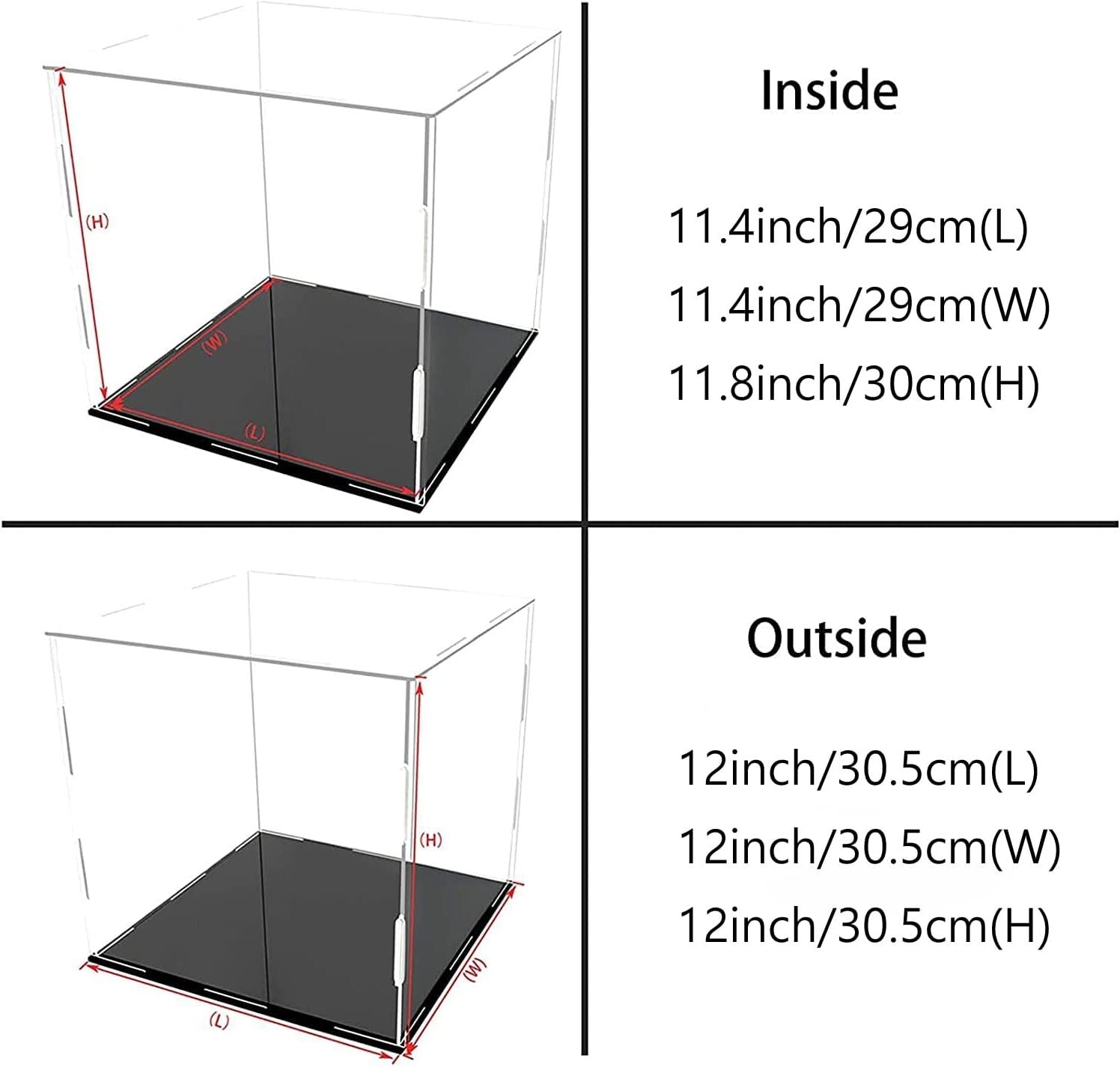 Clear Acrylic Display Case for Action Figures & Collectibles - 12x12x12 Inch