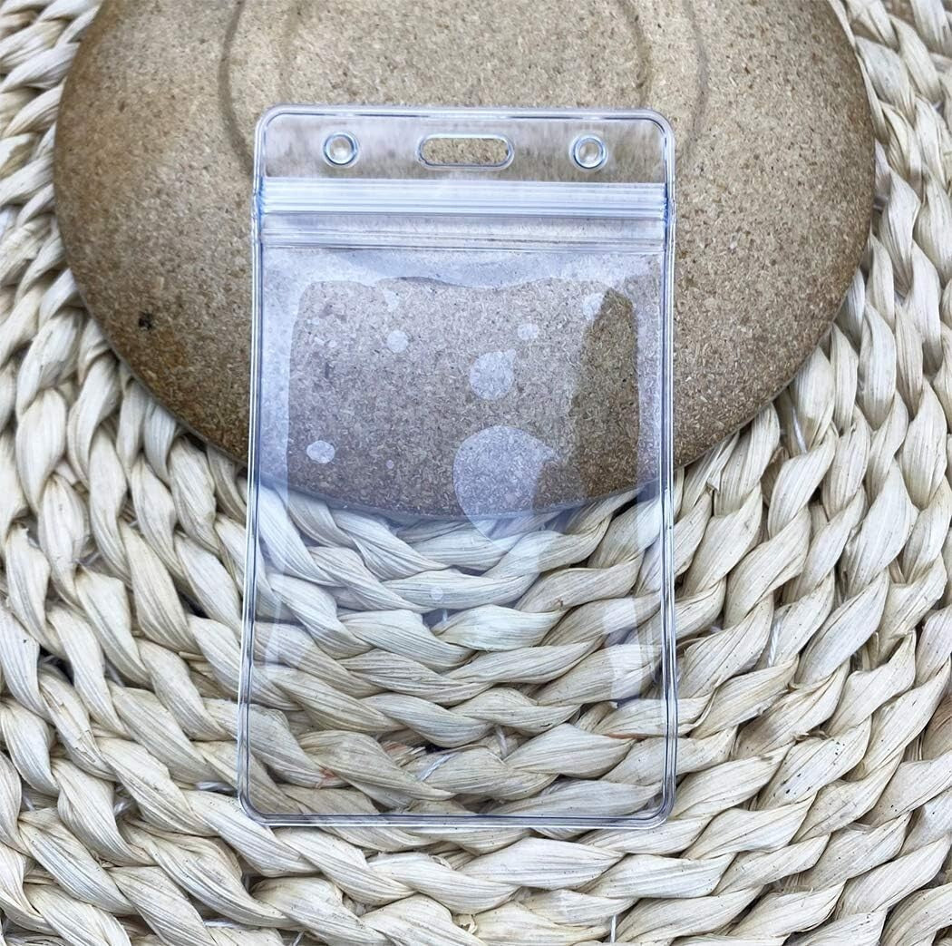 Vertical Clear ID Card Holders - Waterproof with Resealable Zipper - 400 Pcs