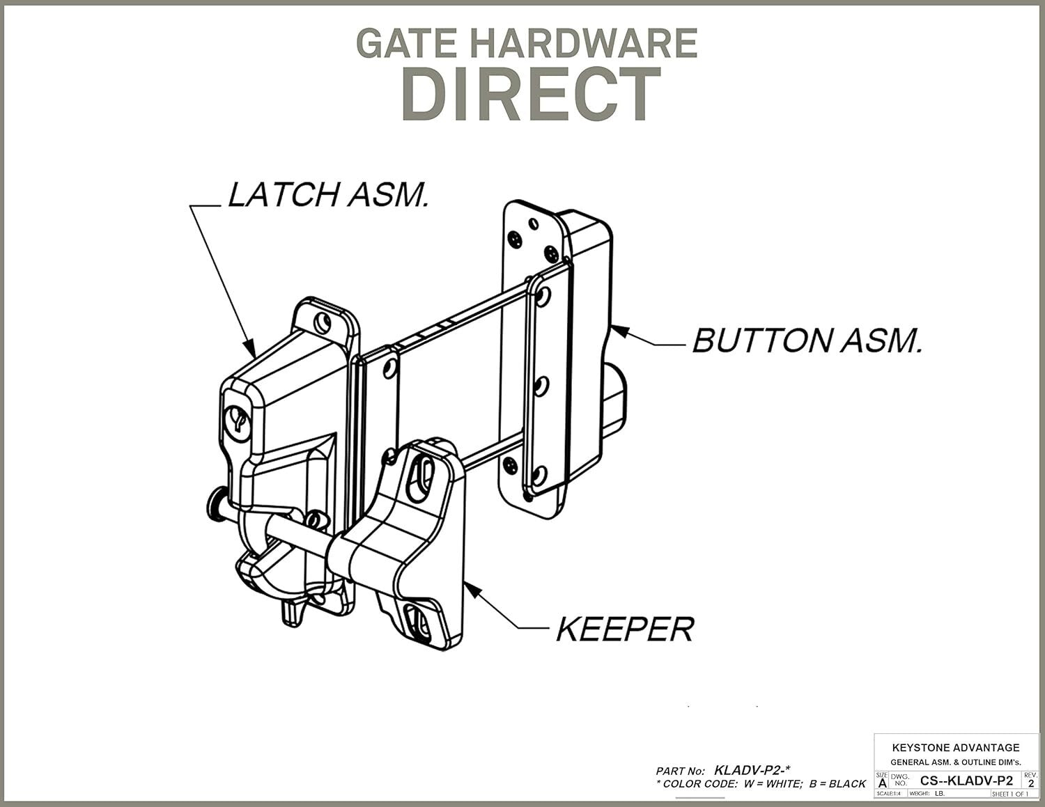 Keystone 2-Sided Lockable Zinc Diecast Gate Latch - Keyed Alike Convenience