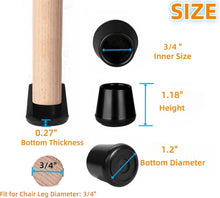 Load image into Gallery viewer, 64-Pack Non-Slip Rubber Chair Leg Caps - 3/4" Inner Diameter, Floor Protectors
