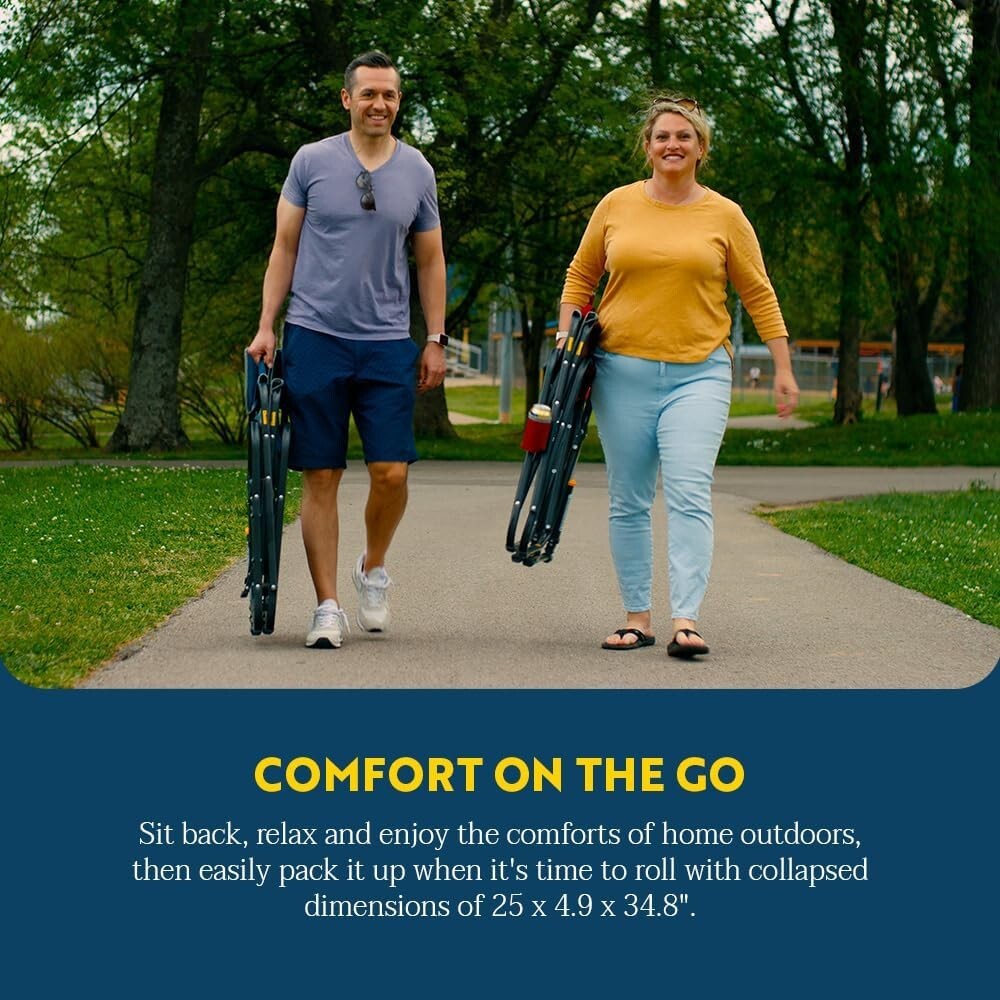 Durable Folding Rocking Chair with Side Table - Perfect for Camping & Relaxation