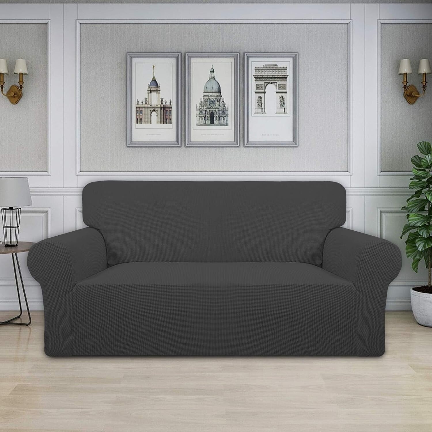 Soft Jacquard Loveseat Slipcover with Non-Slip Anchors - 80% Polyester Blend