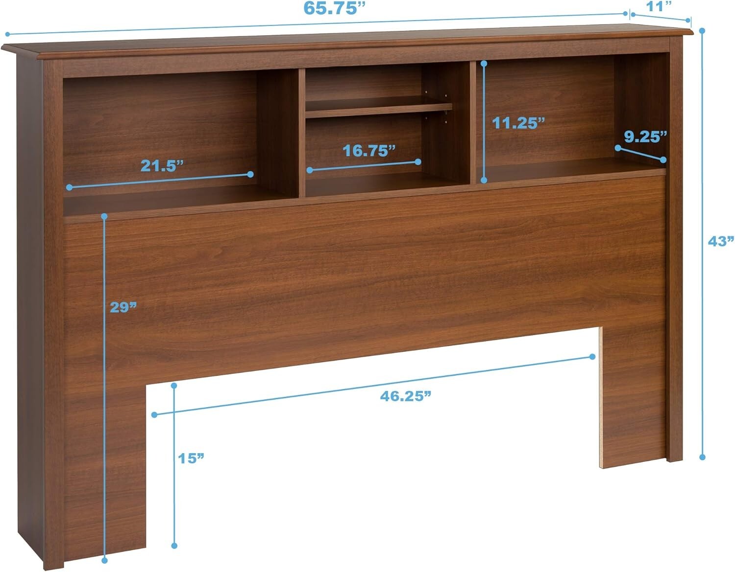 Elegant Cherry Bookcase Headboard for Full/Queen Size Beds - Easy Assembly