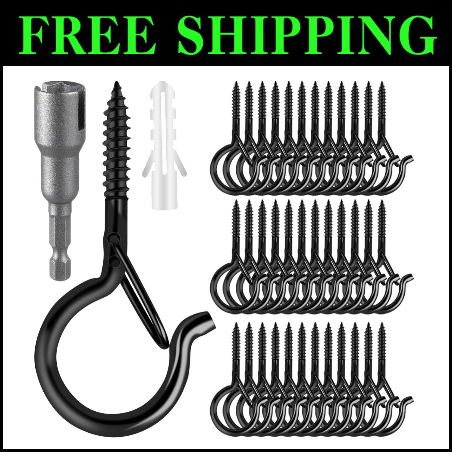 100 Pack Heavy-Duty Screw-in Hooks for Outdoor String Lights - Rust Resistant