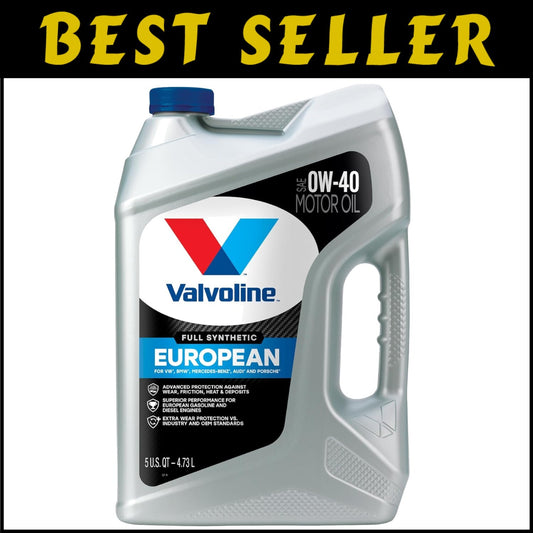 5 Quart Full Synthetic SAE 0W-40 Motor Oil - Ideal for BMW, Audi, Porsche