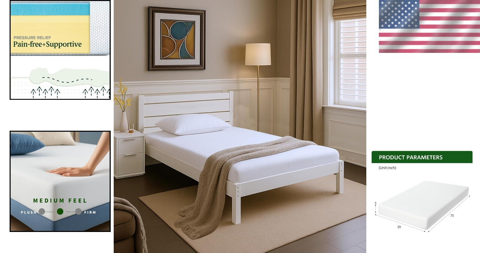 5-Inch Twin Memory Foam Mattress - Cooling Gel Top & Body Adaptive Support