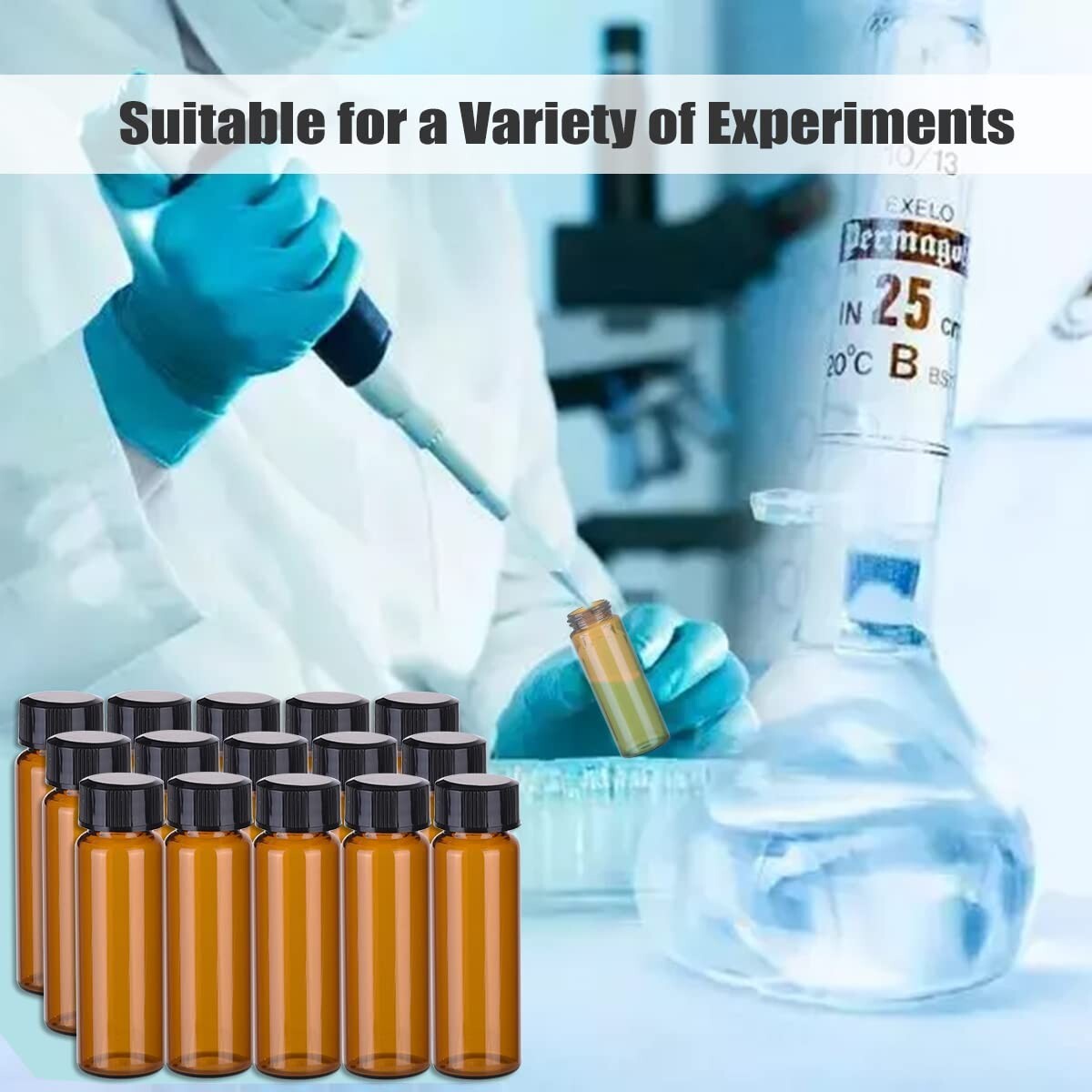 Professional Pack of 100 Leakproof 20ML Glass Vials - Ideal for Labs and Home