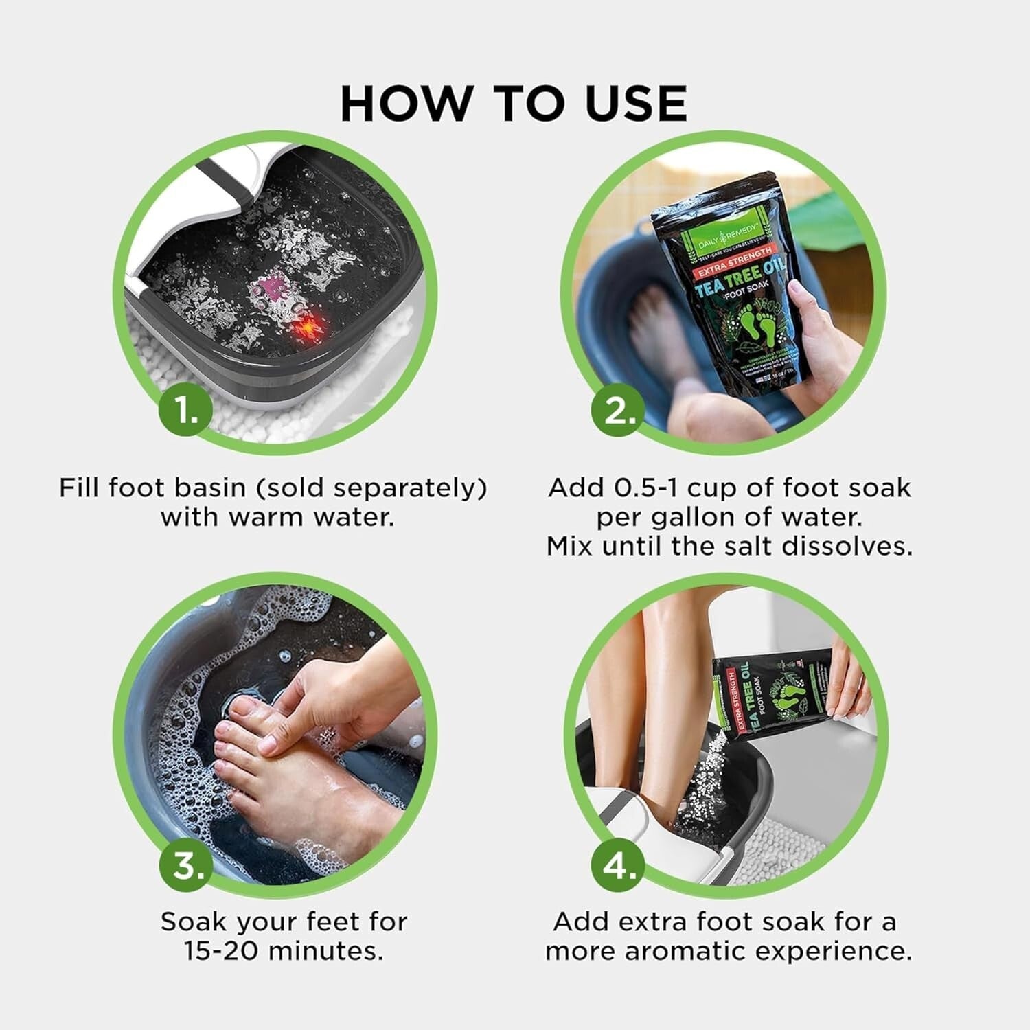 4-Pack Aromatherapy Foot Soaks: Tea Tree, Lavender, Muscle Relief & Citrus