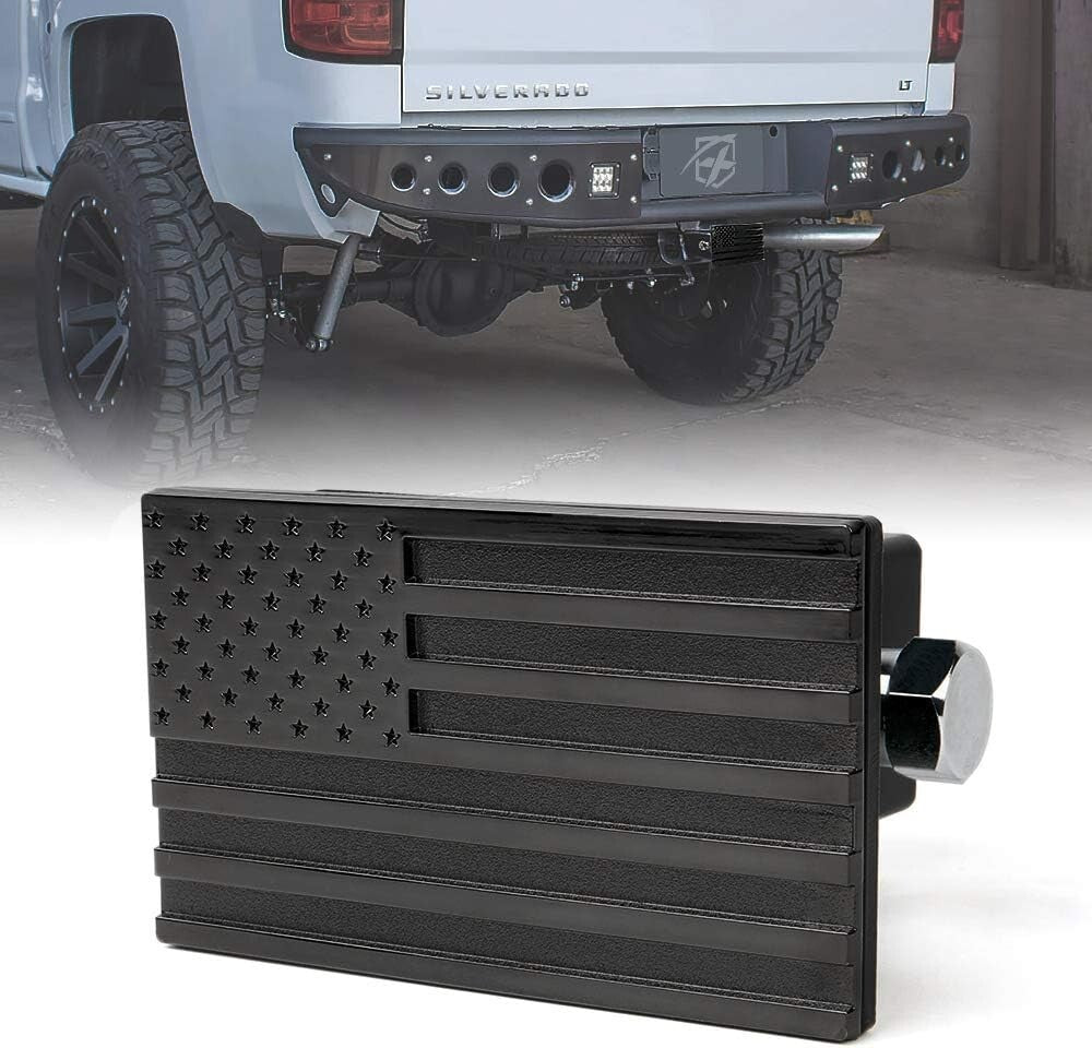Durable Heavy-Duty Aluminum 2" Trailer Hitch Cover with American Flag Emblem