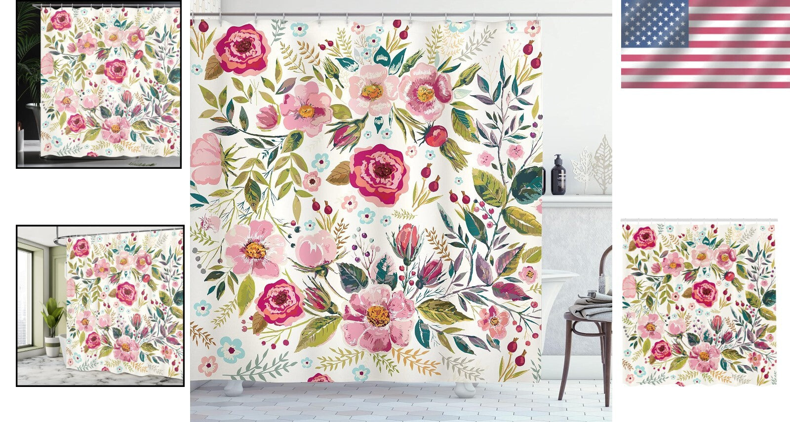 Water-Resistant Spring Floral Shower Curtain - 69"W x 84"L with Bold Graphics