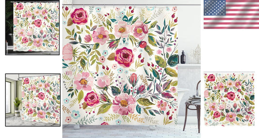Water-Resistant Spring Floral Shower Curtain - 69"W x 84"L with Bold Graphics