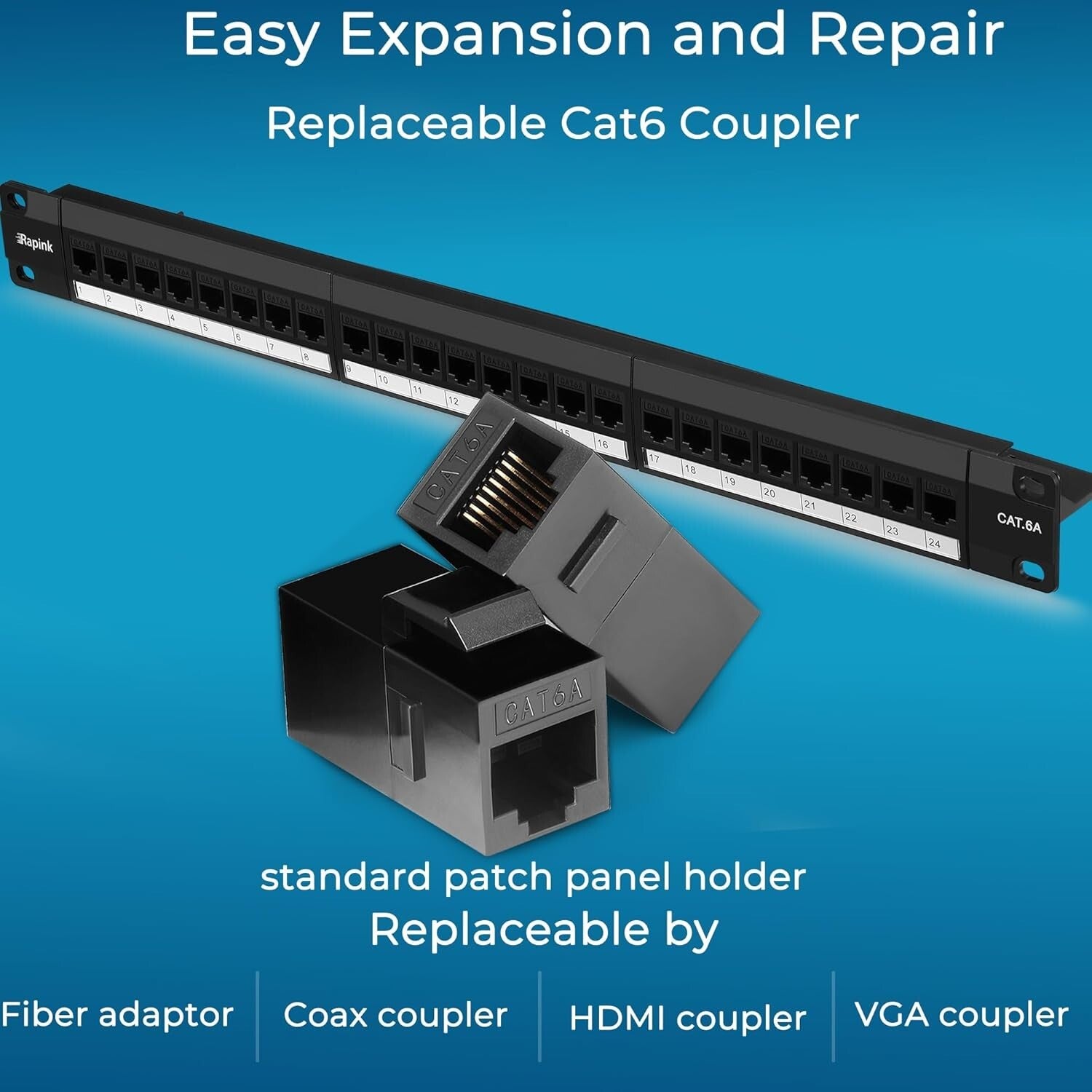 24 Port Cat6A Patch Panel with Inline Keystone - 10G High-Speed Network Solution