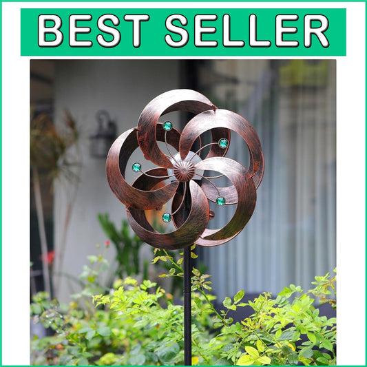 Elegant Solar Wind Spinner with Crackle Glass Ball & Kinetic Motion Design