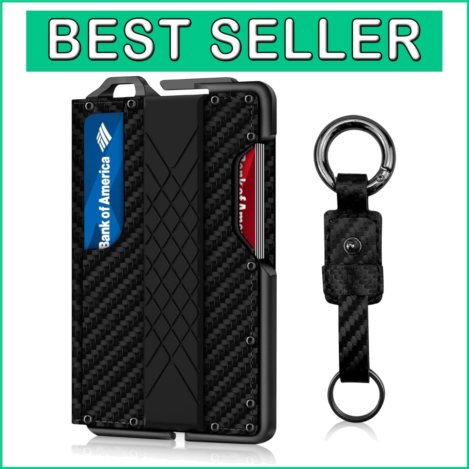 Full-Grain Leather Minimalist Wallet - RFID Card Holder with Keychain Design