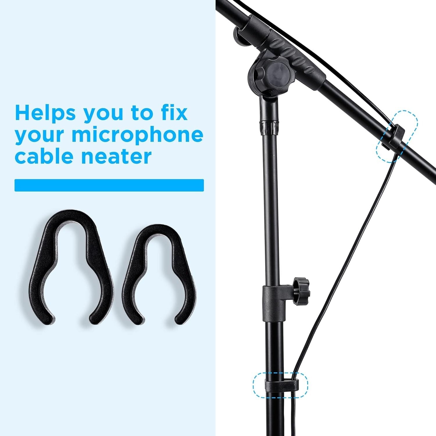 Sturdy Metal Tripod Mic Stand Set with Universal Clips & Carrying Bag - 2 Pack