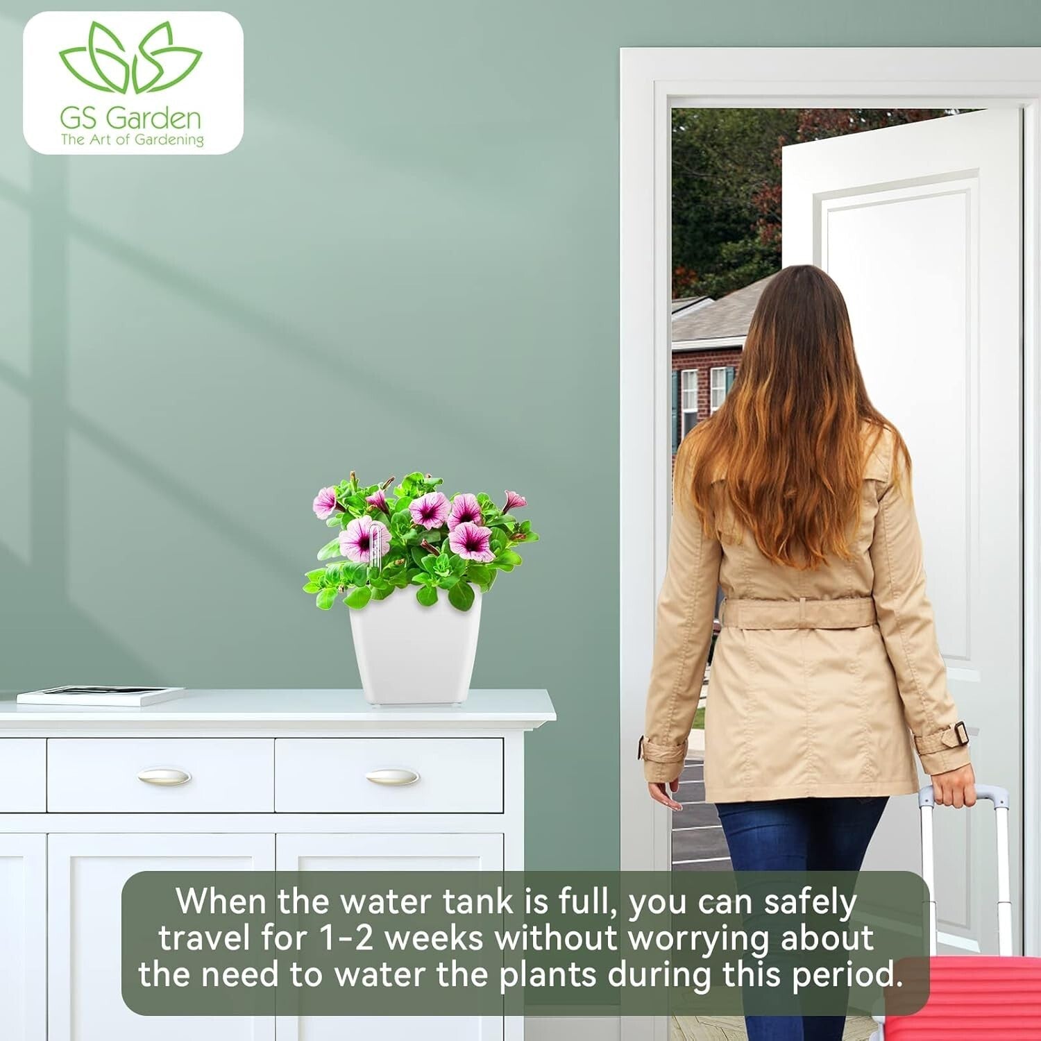 Durable 5 Inch Self-Watering Flower Pots - 6 Pack White with Moisture Indicator