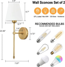 Load image into Gallery viewer, Modern Hardwired Wall Sconces Set of 2 for Bedroom and Bathroom Lighting