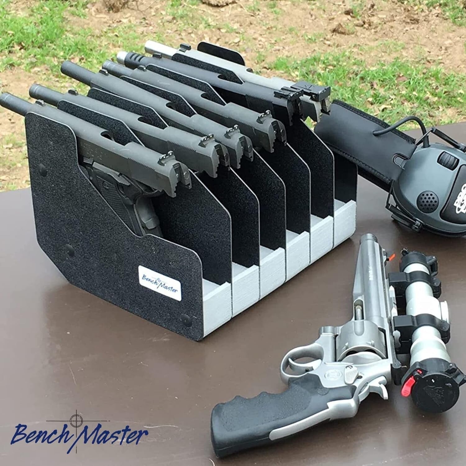 Elegant Pistol Holder: Secure Kydex & Foam Rack for 6 Firearms - Made in USA