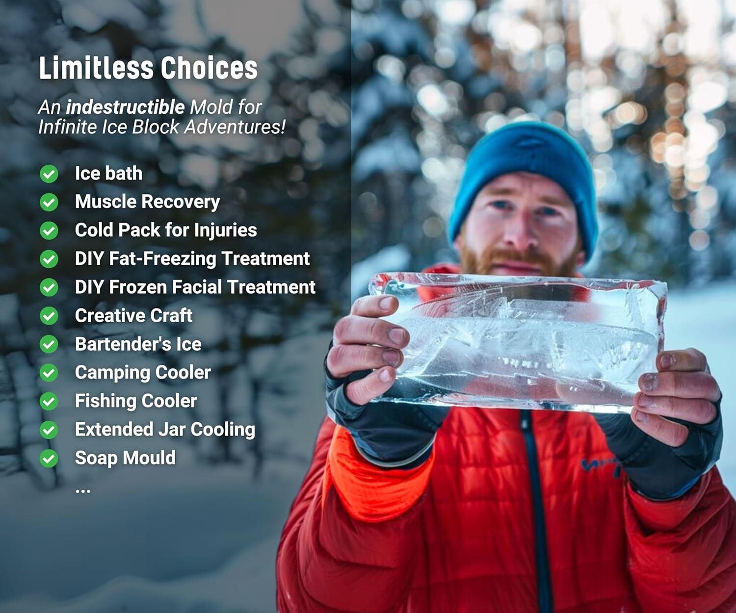 2-Pack Extra Large Ice Block Mold with Lid - 5 lbs Silicone Tray for Coolers