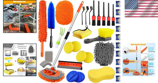 62-Inch Chenille Microfiber Car Wash Brush with Multi-Functional Cleaning Tools