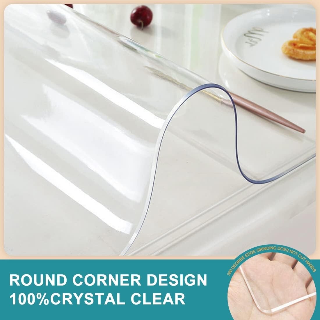 Heavy-Duty Waterproof Table Cover Protector - 1.5mm Thick Clear Vinyl
