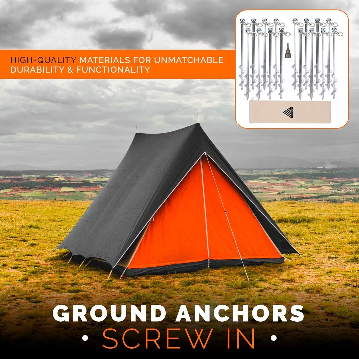 Durable Alloy Steel Ground Stakes – 16-Pack Heavy Duty Anchors for All Weather