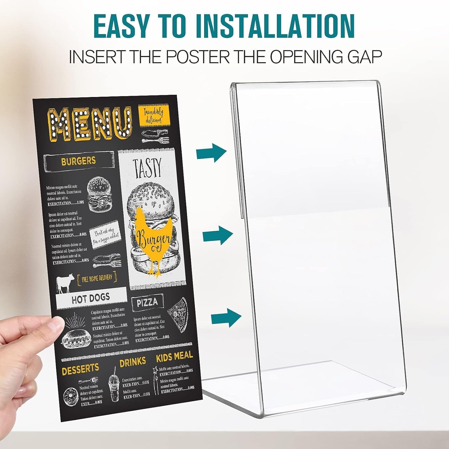 Durable 36-Piece Clear Acrylic Photo & Menu Holder - Effortless Display Solution