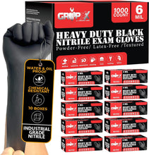 Load image into Gallery viewer, 6 Mil Thick Black Nitrile Gloves for Automotive, Food, and General Use - 1000 CT