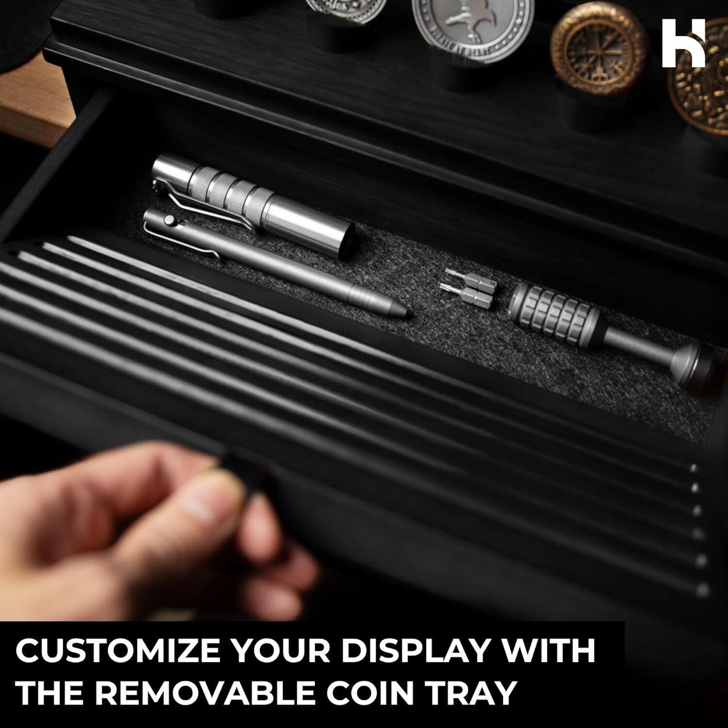 Handcrafted Challenge Coin Display Case with Drawer – Gift for Coin Enthusiasts