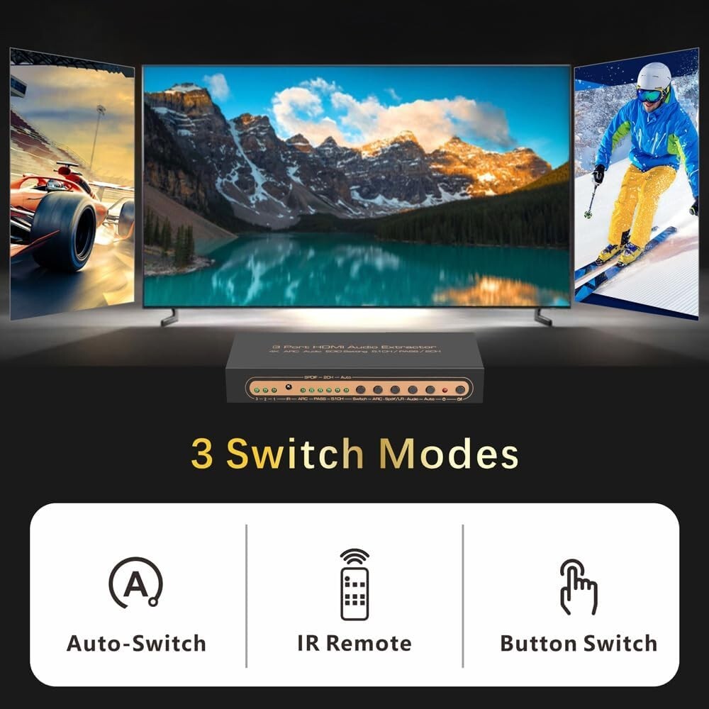 Versatile HDMI Switch with Optical RCA Audio Out - Seamless Device Integration