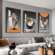 Load image into Gallery viewer, Framed Abstract Wall Art Trio - 24x32 Panels in Blue &amp; Yellow for Home Decor