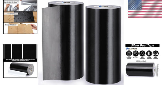 Black Duct Tape 12 Inch, 2 Rolls of Flexible All-Weather Adhesive for Repairs